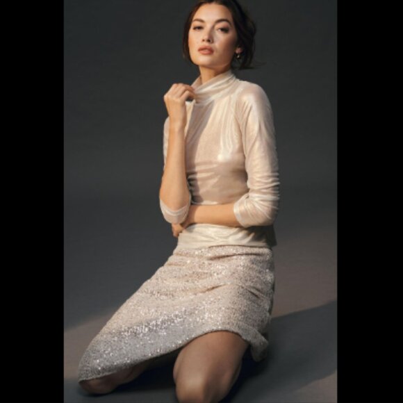 Brand New By Anthropologie Mesh Turtleneck Top - Picture 4 of 7